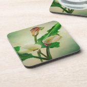 Three Calla Lilies Atemberaubend Botanical Acrylic Getränkeuntersetzer (Linke Seite)