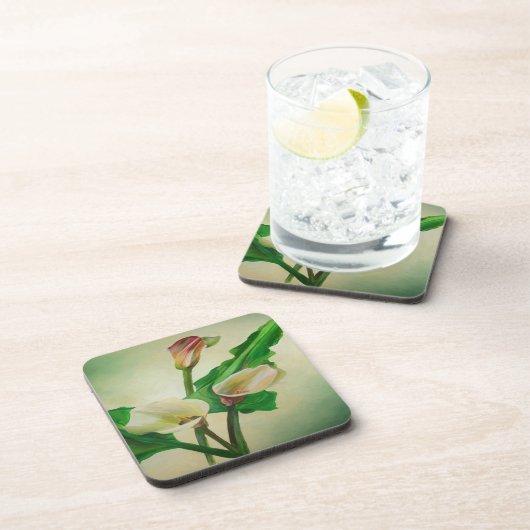 Three Calla Lilies Atemberaubend Botanical Acrylic Getränkeuntersetzer (Rechte Seite)