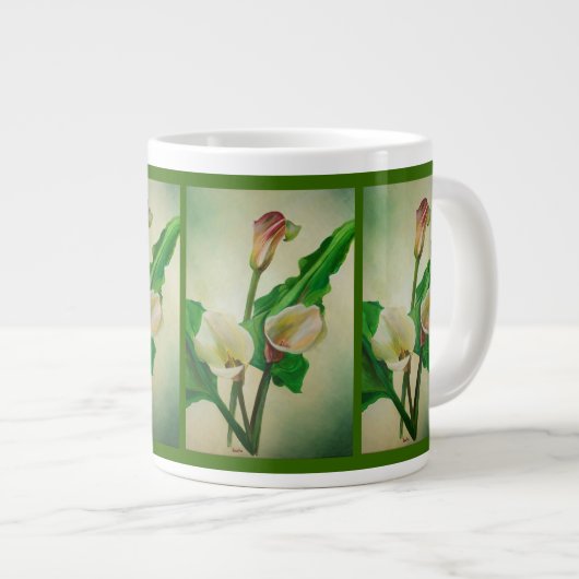Three Calla Lilies Atemberaubend Botanical Acrylic Jumbo-Tasse (Vorderseite Rechts)