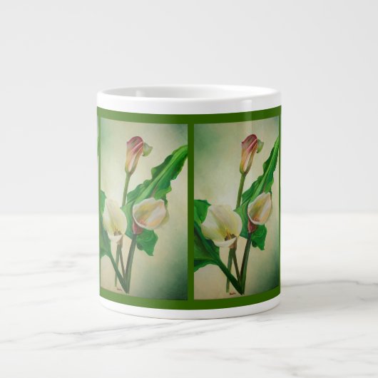 Three Calla Lilies Atemberaubend Botanical Acrylic Jumbo-Tasse (Vorderseite)