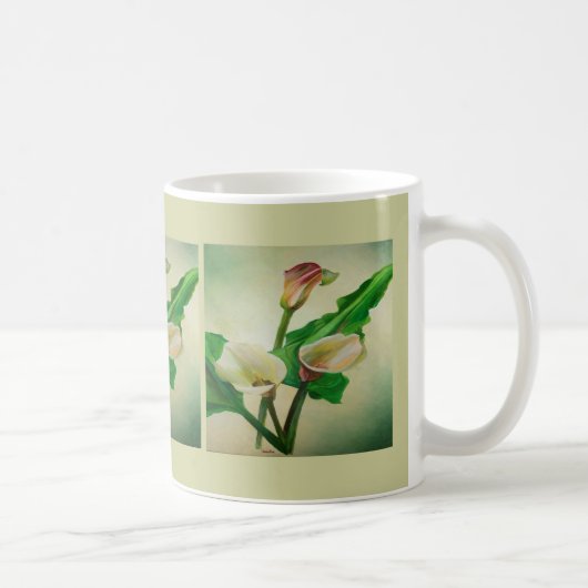 Three Calla Lilies Atemberaubend Botanical Acrylic Kaffeetasse (Rechts)