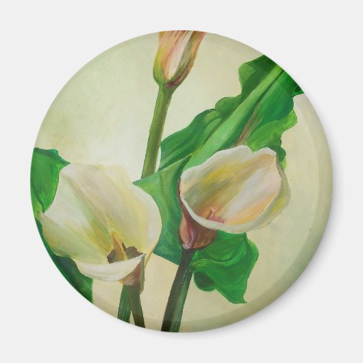 Three Calla Lilies Atemberaubend Botanical Acrylic Magnet (Vorne)