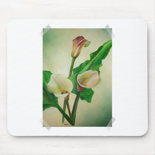 Three Calla Lilies Atemberaubend Botanical Acrylic Mousepad (Vorne)
