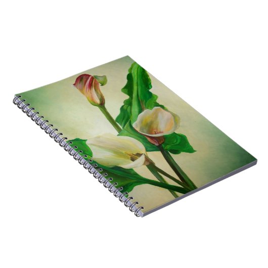 Three Calla Lilies Atemberaubend Botanical Acrylic Notizblock (Rechte Seite)