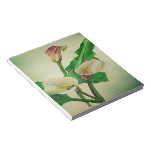 Three Calla Lilies Atemberaubend Botanical Acrylic Notizblock (angewinkelt)