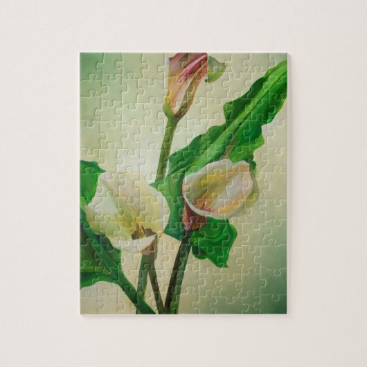 Three Calla Lilies Atemberaubend Botanical Acrylic Puzzle (Vertikal)