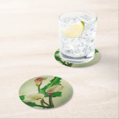 Three Calla Lilies Atemberaubend Botanical Acrylic Runder Pappuntersetzer (Vor Ort)
