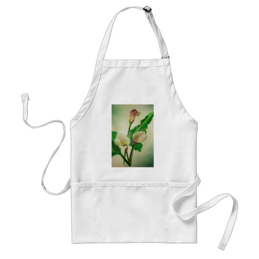Three Calla Lilies Atemberaubend Botanical Acrylic Schürze (Vorne)