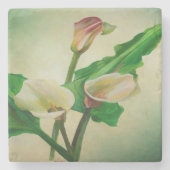 Three Calla Lilies Atemberaubend Botanical Acrylic Steinuntersetzer (Vorderseite)