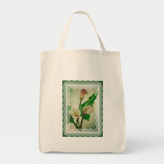 Three Calla Lilies Atemberaubend Botanical Acrylic Tragetasche (Vorne)