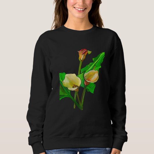 Three Calla Lilies Black Outline Sweatshirt (Vorderseite)