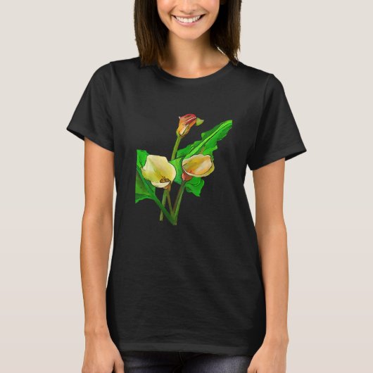 Three Calla Lilies Black Outline T-Shirt (Vorderseite)