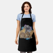 Three Capybaras Moon Funny Capybara Meme Mystical Schürze (Getragen)