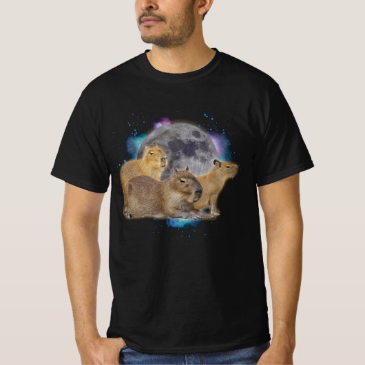 Three Capybaras Moon Funny Capybara Meme Mystical T-Shirt (Vorderseite)