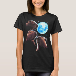 Three Capybaron Moon Funny Capybara Meme Mystical T-Shirt