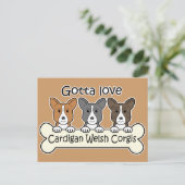 Three Cardigan Welsh Corgis Postkarte (Stehend Vorderseite)