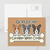 Three Cardigan Welsh Corgis Postkarte (Vorne/Hinten)