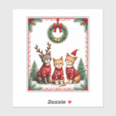 Three Cat Funny Christmas Cat Ugly Xmas Sweater Me Aufkleber (Blatt)