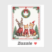 Three Cat Funny Christmas Cat Ugly Xmas Sweater Me Aufkleber (Blatt)