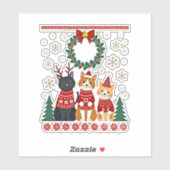 Three Cat Funny Christmas Cat Ugly Xmas Sweater Me Aufkleber (Blatt)