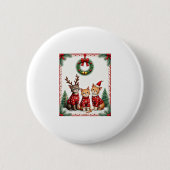 Three Cat Funny Christmas Cat Ugly Xmas Sweater Me Button (Vorderseite)