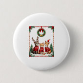 Three Cat Funny Christmas Cat Ugly Xmas Sweater Me Button (Vorderseite)