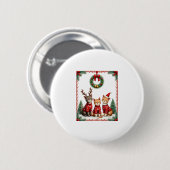 Three Cat Funny Christmas Cat Ugly Xmas Sweater Me Button (Vorne & Hinten)