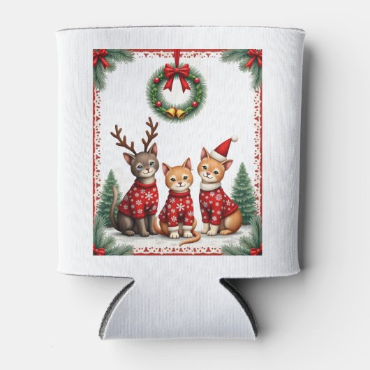 Three Cat Funny Christmas Cat Ugly Xmas Sweater Me Dosenkühler (Vorderseite)