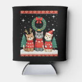 Three Cat Funny Christmas Cat Ugly Xmas Sweater Me Dosenkühler (Vorderseite)