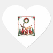 Three Cat Funny Christmas Cat Ugly Xmas Sweater Me Herz-Aufkleber (Vorderseite)