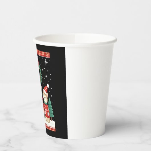 Three Cat Funny Christmas Cat Ugly Xmas Sweater Me Pappbecher (Links)