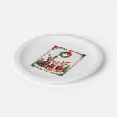 Three Cat Funny Christmas Cat Ugly Xmas Sweater Me Pappteller (Schrägansicht)