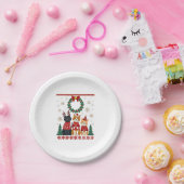 Three Cat Funny Christmas Cat Ugly Xmas Sweater Me Pappteller (Party)