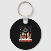 Three Cat Funny Christmas Cat Ugly Xmas Sweater Me Schlüsselanhänger (Vorderseite)