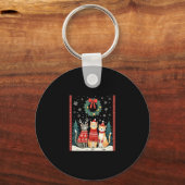 Three Cat Funny Christmas Cat Ugly Xmas Sweater Me Schlüsselanhänger (Vorderseite)