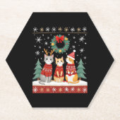 Three Cat Funny Christmas Cat Ugly Xmas Sweater Me Untersetzer (Vorderseite)