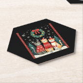 Three Cat Funny Christmas Cat Ugly Xmas Sweater Me Untersetzer (angewinkelt)