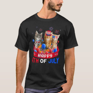 Three Cat Happy 4. Juli Balloon Unabhängigkeit T-Shirt