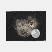 Three Cat Meow Moon Funny Weird Curse Fleecedecke (Vorderseite (Horizontal))
