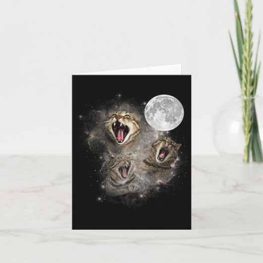Three Cat Meow Moon Funny Weird Curse Karte (Vorderseite)