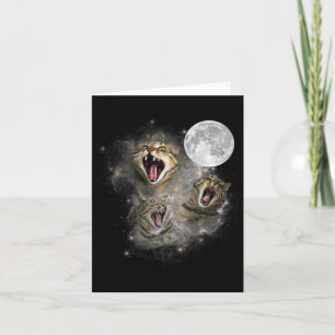 Three Cat Meow Moon Funny Weird Curse Karte