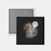 Three Cat Meow Moon Funny Weird Curse Magnet (Vorderseite/Rückseite)