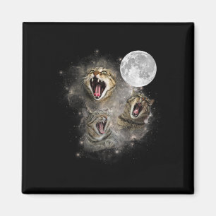 Three Cat Meow Moon Funny Weird Curse Magnet