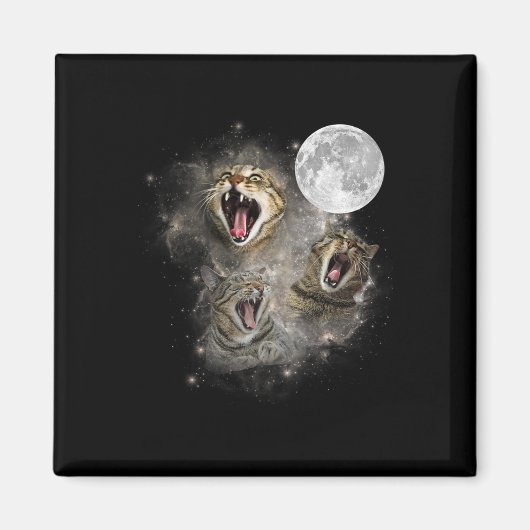 Three Cat Meow Moon Funny Weird Curse Magnet (Vorne)