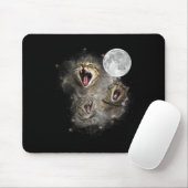 Three Cat Meow Moon Funny Weird Curse Mousepad (Mit Mouse)