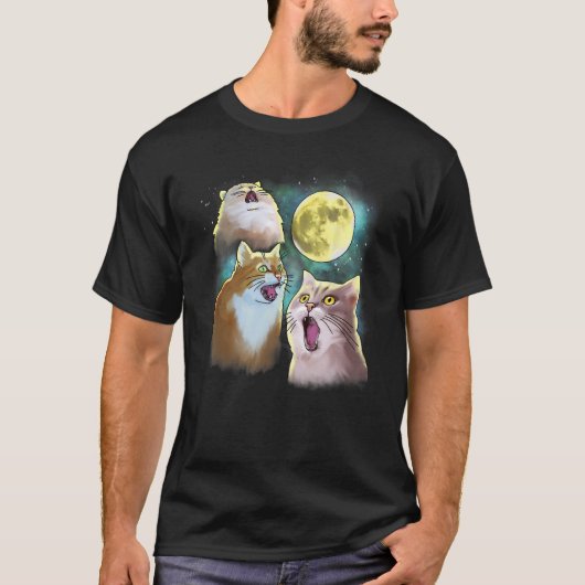 Three Cat Moon 3 Wolfs Funny Parody T-Shirt (Vorderseite)