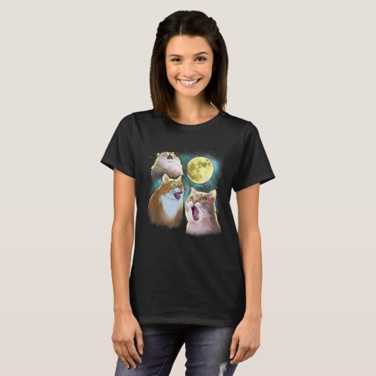 Three Cat Moon 3 Wolfs Funny Parody T-Shirt (Vorne ganz)