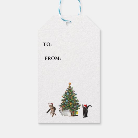 Three Cat Santas Geschenkanhänger (Rückseite)