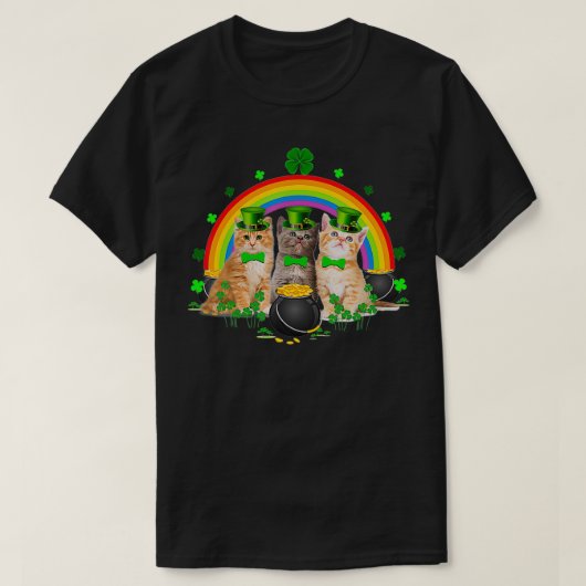 Three Cat St Patricks Day Kitty Kitten Lover Iris T-Shirt (Design vorne)