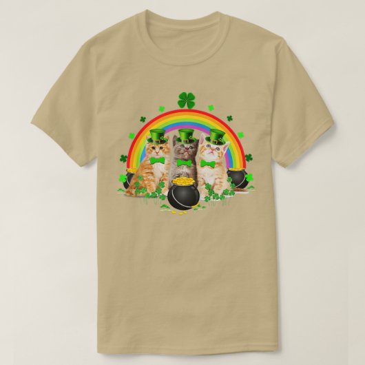 Three Cat St Patricks Day Kitty Kitten Lover Iris T-Shirt (Design vorne)
